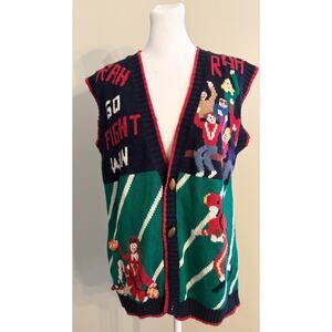 Vintage 80s/90s Eagle Eye Berek Sweater Vest Football Hand Knit Size M